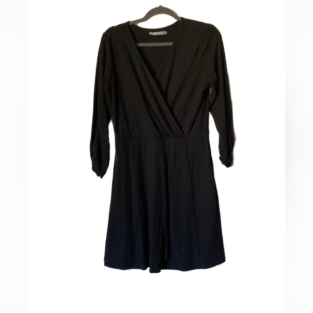 Maurice’s M ribbed black wrap dress with 3/4 length sleeves